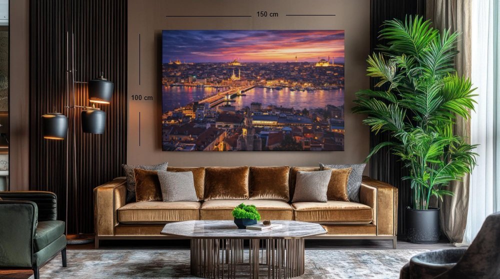 Istanbul Stadspanorama Canvas Schilderij - Afbeelding 5