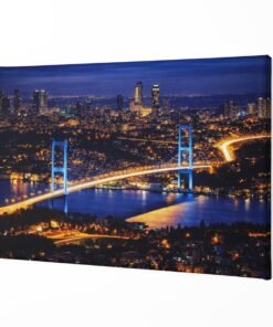 Alternative view of Istanbul Nacht Stad met Brug Canvas Schilderij