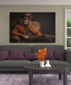 ALIVA 1543 gentleman leeuw portret canvas schilderij b