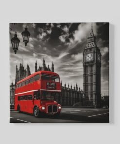 Rode Dubbeldekker Bus Londen Vierkant Schilderij