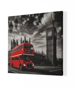 Alternative view of Rode Dubbeldekker Bus Londen Vierkant Schilderij