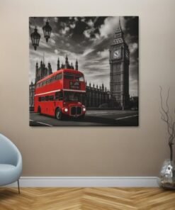 Rode Dubbeldekker Bus Londen Vierkant Schilderij - Afbeelding 4