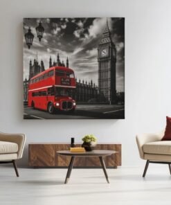 Rode Dubbeldekker Bus Londen Vierkant Schilderij - Afbeelding 7