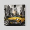 OEFE 1321 vierkant canvas schilderij gele new york taxi stad
