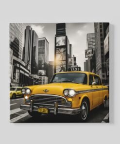 Gele New York Taxi Vierkant Schilderij
