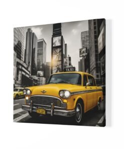 Alternative view of Gele New York Taxi Vierkant Schilderij