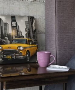 OEFE 1321 vierkant canvas schilderij gele new york taxi stad b