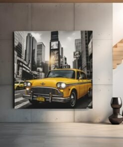 OEFE 1321 vierkant canvas schilderij gele new york taxi stad e
