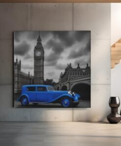 OEFE 1322 vierkant canvas schilderij blauwe oldtimer big ben e