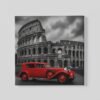 OEFE 1323 vierkant canvas schilderij rode oldtimer colosseum