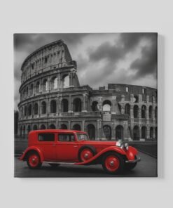 Rode Oldtimer Colosseum Vierkant Schilderij