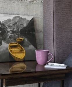 Gele Roeiboten Bergmeer Vierkant Schilderij - Afbeelding 3
