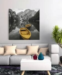 Gele Roeiboten Bergmeer Vierkant Schilderij - Afbeelding 6