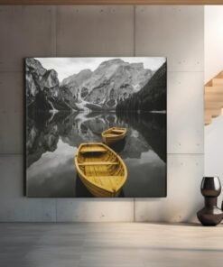 Gele Roeiboten Bergmeer Vierkant Schilderij - Afbeelding 7