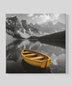 Gele Boot op Bergmeer Vierkant Schilderij