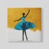 OEFE 1328 canvas schilderij dansende ballerina blauw