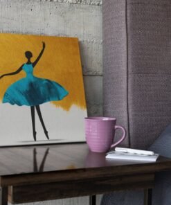 OEFE 1328 canvas schilderij dansende ballerina blauw b