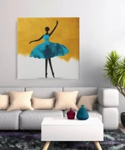 OEFE 1328 canvas schilderij dansende ballerina blauw c
