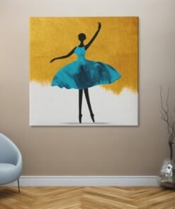 OEFE 1328 canvas schilderij dansende ballerina blauw d
