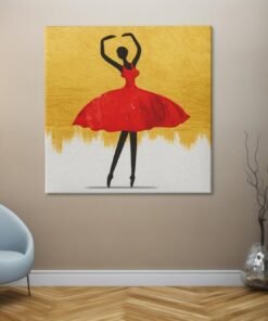 OEFE 1329 vierkant canvas schilderij rode ballerina y
