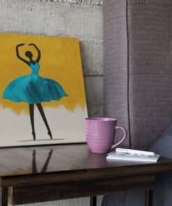 OEFE 1330 vierkant canvas schilderij ballerina turquoise bjurk