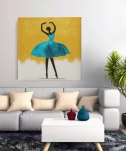 OEFE 1330 vierkant canvas schilderij ballerina turquoise jurk c