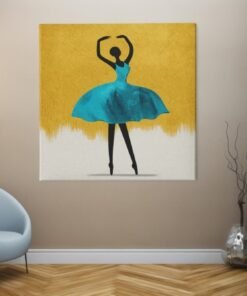 OEFE 1330 vierkant canvas schilderij ballerina turquoise jurk e