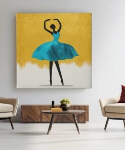 OEFE 1330 vierkant canvas schilderij ballerina turquoise jurk g