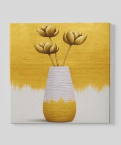 Gele bloemen in Vaas Vierkant Schilderij