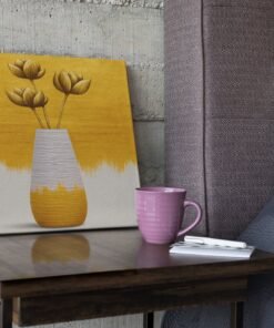 Gele bloemen in Vaas Vierkant Schilderij - Afbeelding 3