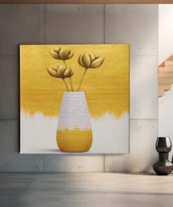 vierkant-canvas-schilderij-gele-bloemen-in-vaas-d
