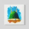 OEFE 1337 vierkant schilderij groene koepel moskee medina
