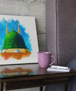 OEFE 1337 vierkant schilderij groene koepel moskee medina b
