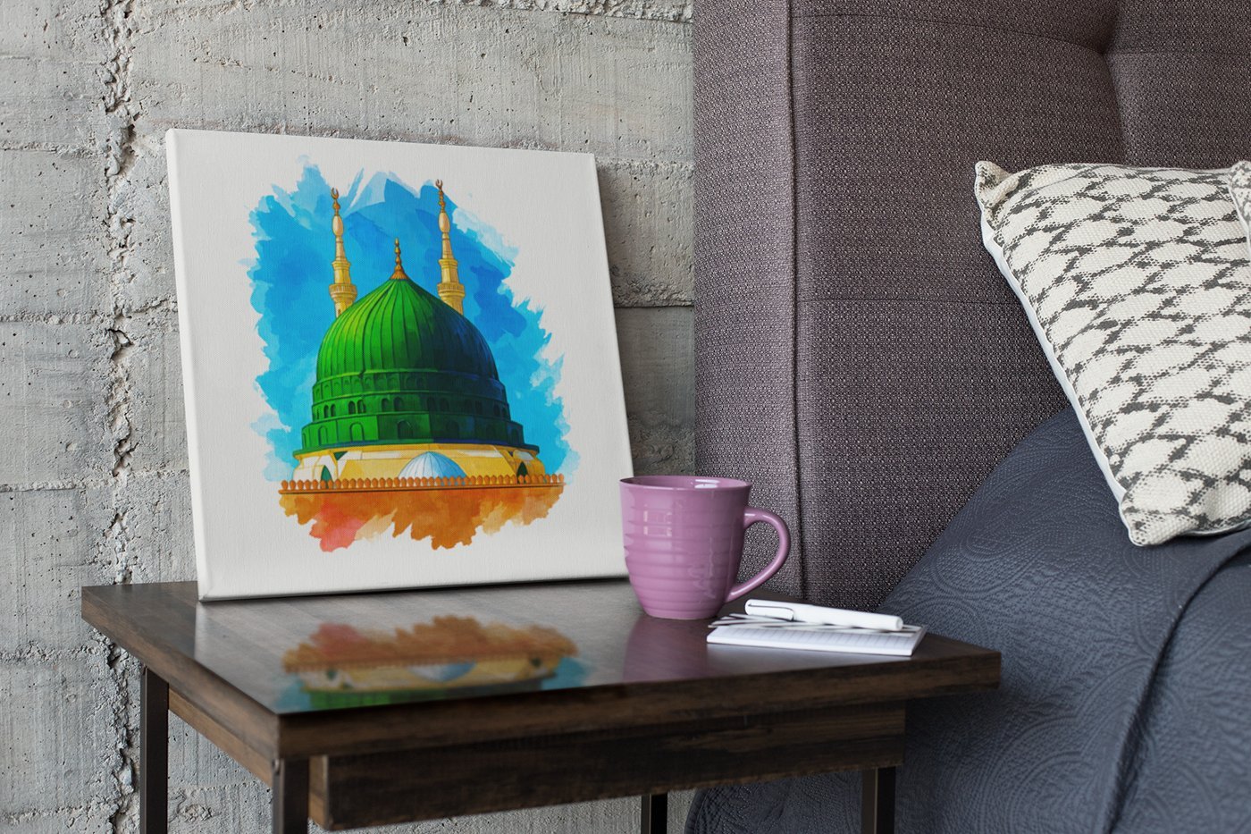 Groene Koepel Medina Vierkant Schilderij - Afbeelding 3