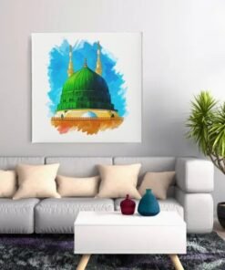 OEFE 1337 vierkant schilderij groene koepel moskee medina c