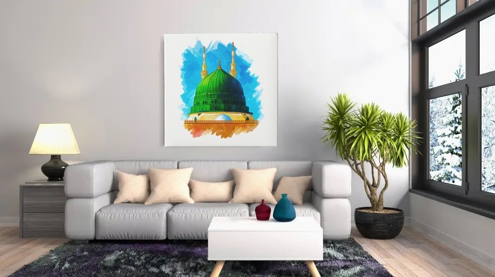 Groene Koepel Medina Vierkant Schilderij - Afbeelding 4