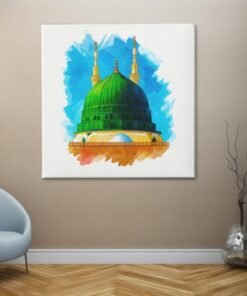OEFE 1337 vierkant schilderij groene koepel moskee medina d