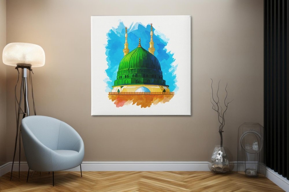 Groene Koepel Medina Vierkant Schilderij - Afbeelding 5