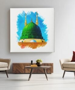 OEFE 1337 vierkant schilderij groene koepel moskee medina f