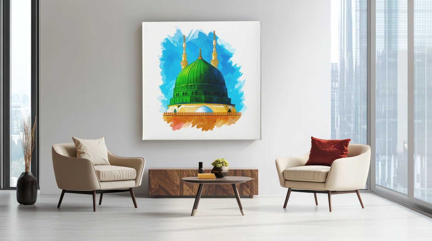 Groene Koepel Medina Vierkant Schilderij - Afbeelding 6