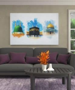 slamitische-heilige-plaatsen-kaaba-en-moskeeën-canvas-schilderij-b
