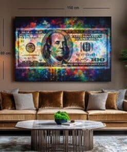 Pop Art 100 Dollar Canvas Schilderij - Afbeelding 5