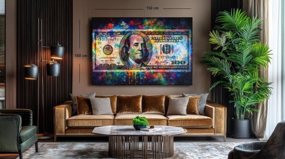 Pop Art 100 Dollar Canvas Schilderij - Afbeelding 5