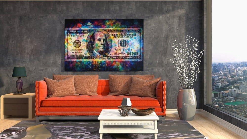 Pop Art 100 Dollar Canvas Schilderij - Afbeelding 4
