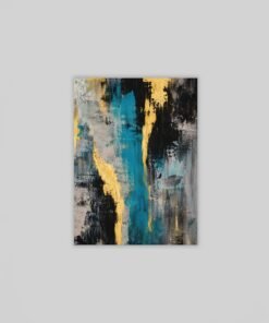 Abstract Blauw Goud Canvas Schilderij 75x100 cm
