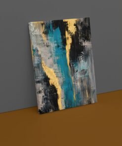 Alternative view of Abstract Blauw Goud Canvas Schilderij 75x100 cm