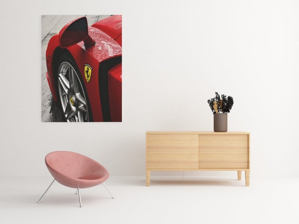 Rode Sportwagen Canvas Schilderij 75x100 cm