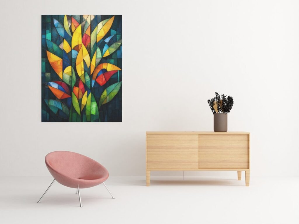 Kleurrijke Bladeren Canvas Schilderij 75x100 cm 