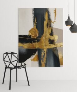 OSEFE 1005 premium canvas schilderij abstract goud zwart 100x75 cm c