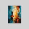 OSEFE 1006 premium canvas schilderij kleurrijke abstracte kunst blauw oranje 100x75 cm